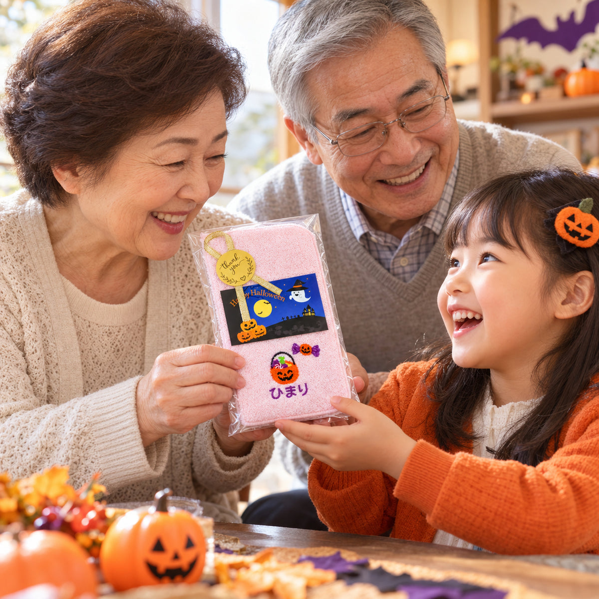 ハロウィン 名入れ刺繍 今治ミニハンカチ